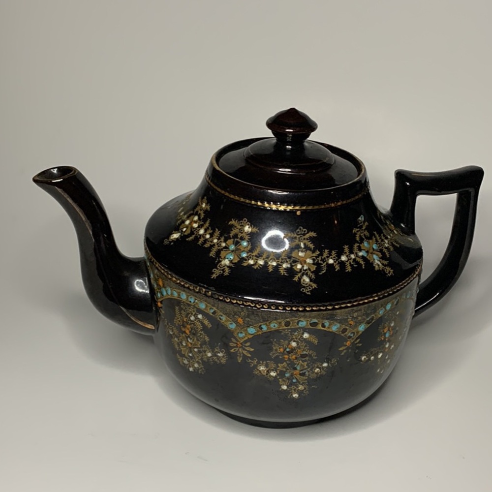 1950’s Vintage Tea Pot Hand Painted in England Red Ware Ceramic